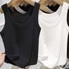 Modal Ribbed Spaghetti Strap Tank Top - Women's Versatile U-Neck Solid Color for Spring/Summer, Sports, Yoga, Base Layer.