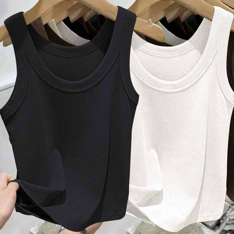 Modal Ribbed Spaghetti Strap Tank Top - Women's Versatile U-Neck Solid Color for Spring/Summer, Sports, Yoga, Base Layer.