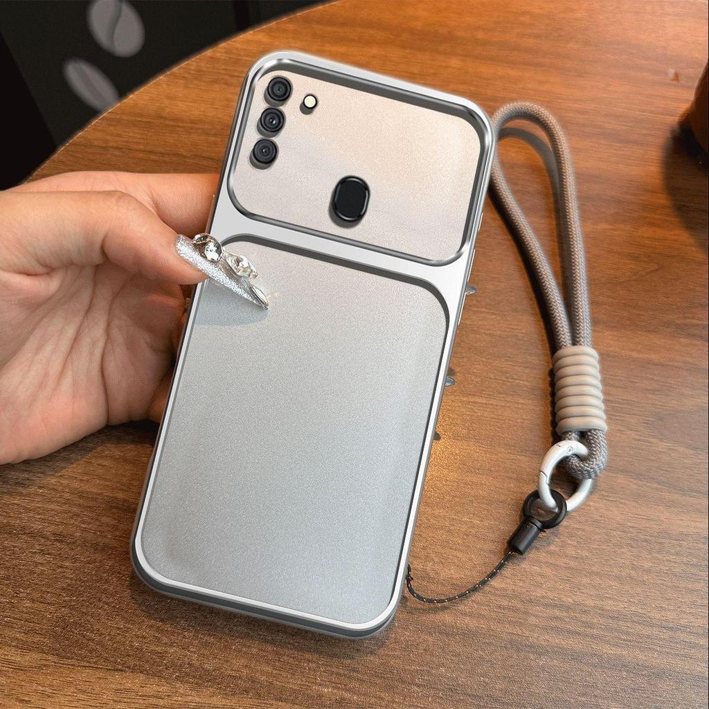 Luxury Big Window Phone Case with Lanyard for Samsung Galaxy A11 Premium Textured Casing