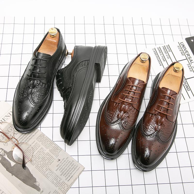Autumn Men Dress Shoes Fashion Leather Lace -Up Men 'S Casual Shoes British Style Business Office Footwear Formal Shoes Man