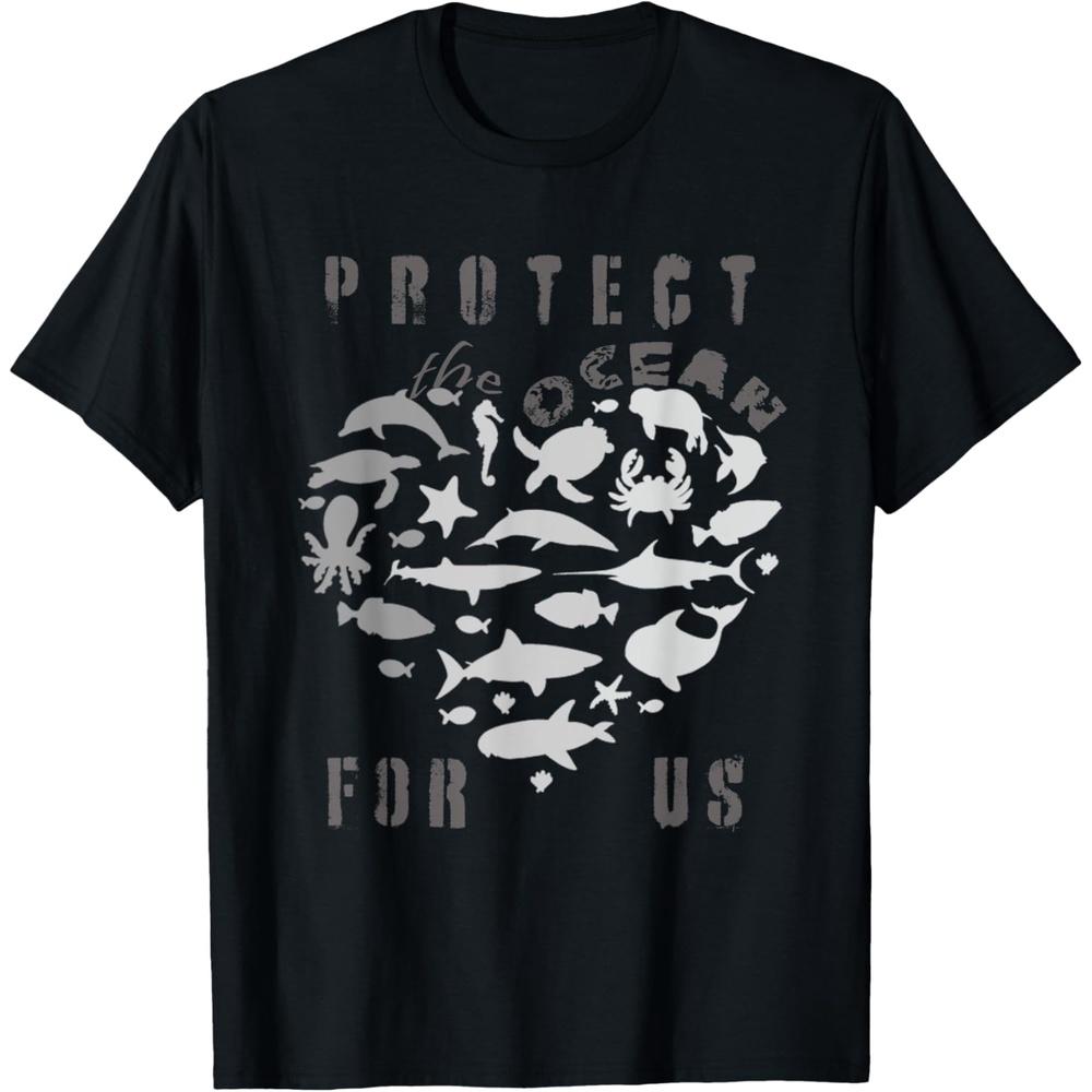 Protect the ocean for us with sea life creatures T Shirt 4XL чёрный