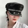 Abrasion Resistant PU Leather Baseball Hat 20 Studs Decoration Breathable Adjustable For Outdoor Activity