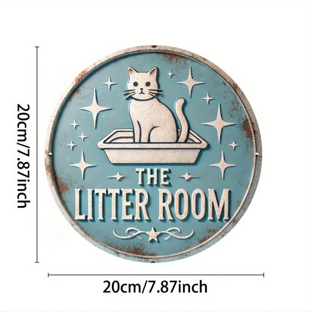 Metal UV Print Round Wall Art Cat Iron Decor Handmade Home Garden Gift разноцветный