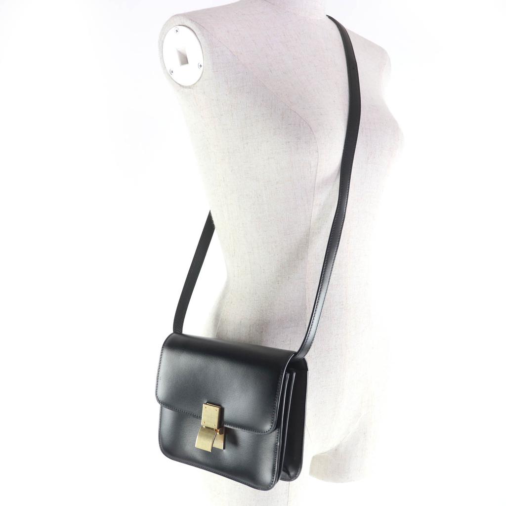 Great CELINE Shoulder Bag Classic Box Teen Black Leather Women Used