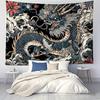 2D Oriental Dragon Wave Tapestry Black Background Home Background Cloth