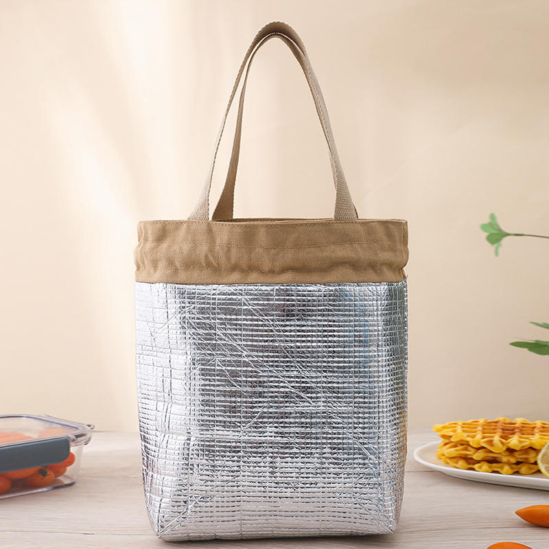 1/3Pcs Drawstring Canvas Insulated Lunch Bag Aluminium Foil Thermal Bento Box Tote Cooler Handbags For Office Outdoor Picnic New