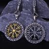 316L Stainless Steel Nordic Viking Vegvisir Necklace Pendant for Men Vintage Odin Compass Necklace Amulet Jewelry