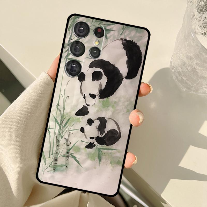 Chinese Bear Panda Case For Samsung Galaxy S23 Ultra S21 S22 S24 S25 Ultra S9 S10 Plus S25 FE S20 FE Back Cover