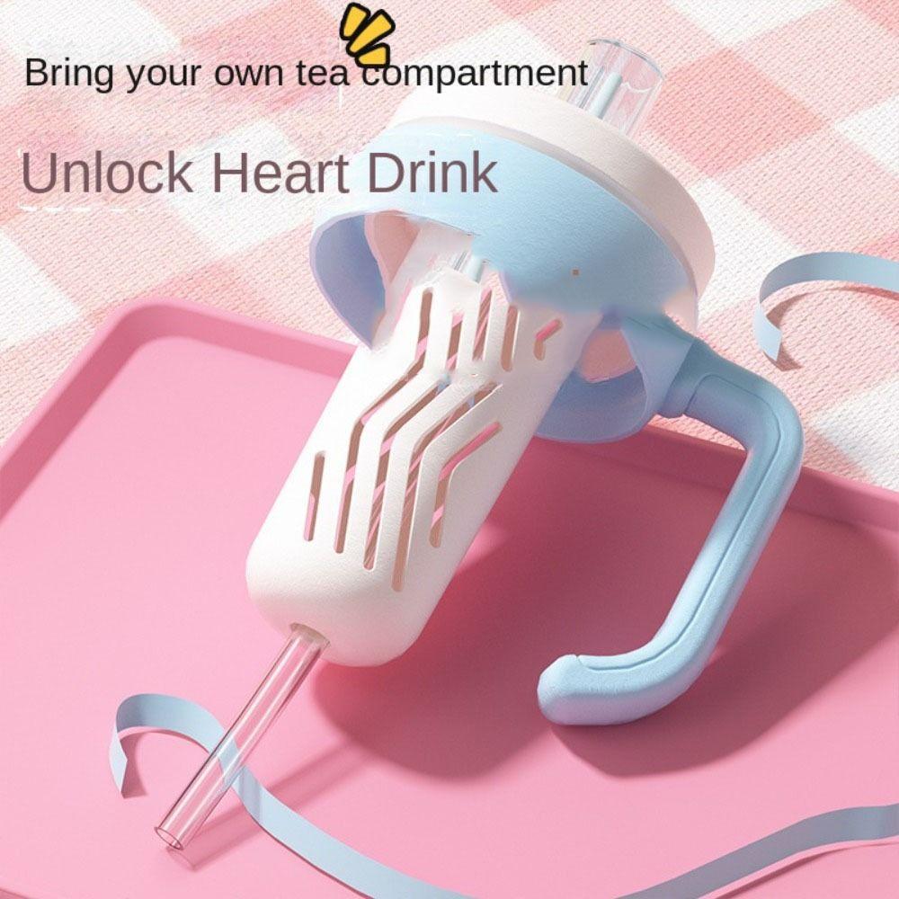 800ml Cartoon  Water Cup with Straw Milk Tea Cup Cartoon Plastic Water Bottle  Summer