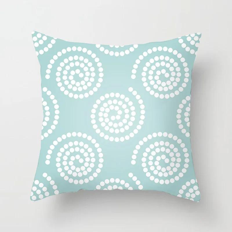 Mint Green Series Cushion Cover Home Living Room Sofa Decoration Geometric Print Pattern Square Pillowcase Bedroom Room