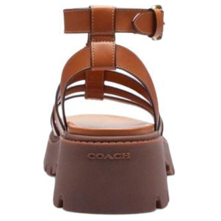 Coach Leather 3D C Logo Comfortable Design Thick Sole Fisherman Roman Sandals Women sandals Brown CAR70-COG