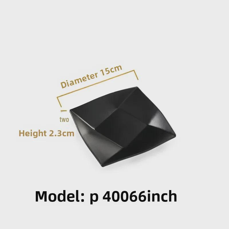 Melamine Black Tableware: Imitation Porcelain Plate for Cold Dishes, BBQ, Hot Pot, and Commercial Use.