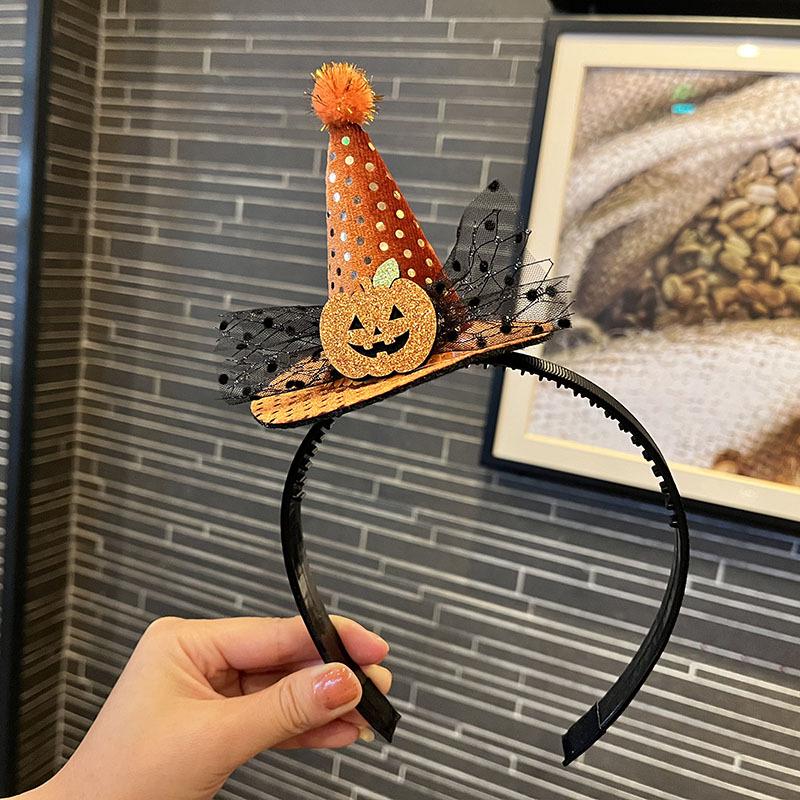 Cross-border Halloween Witch Hat Headband & Pumpkin Ghost Hair Clip for Children