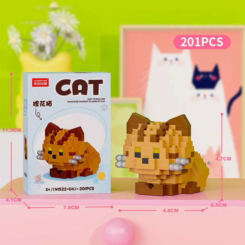 Cute Pastoral Teddy Dog Pet Building Blocks Micro-Granular Ornament Children's Toy Gifts New Product Cat And Dog Themed