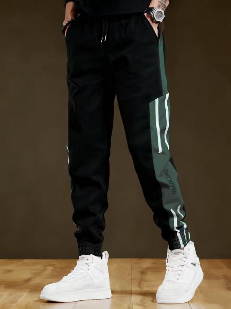 Men's Autumn Casual Side Stripe Jogger Pants – Trendy Loose Fit, Plus Size, Workwear Style