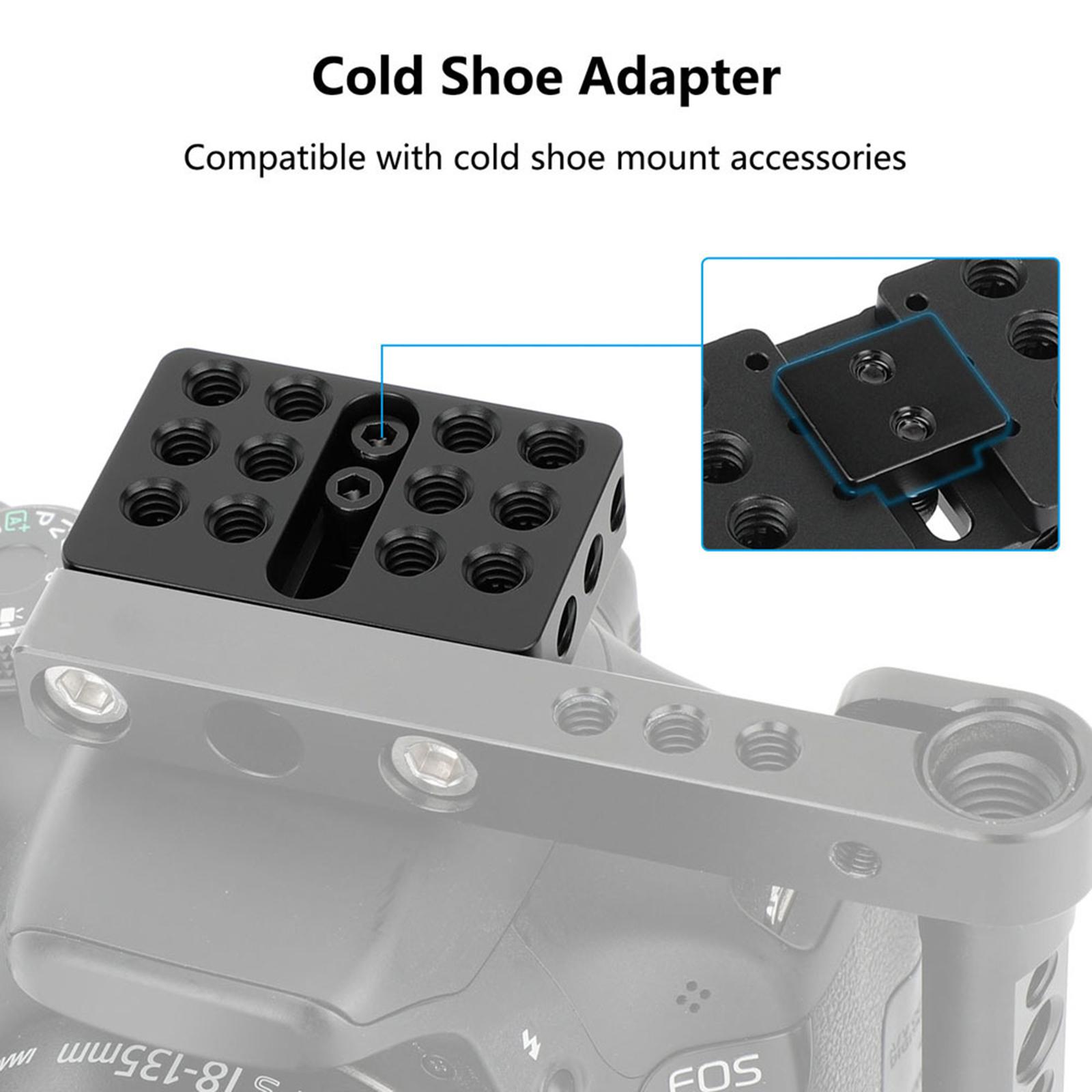 

Compact Durability Camera Mounting Plate MultiHole Base With Hot Shoe Adapter Standard 1/4Inch Thread Hole For Accessories 1