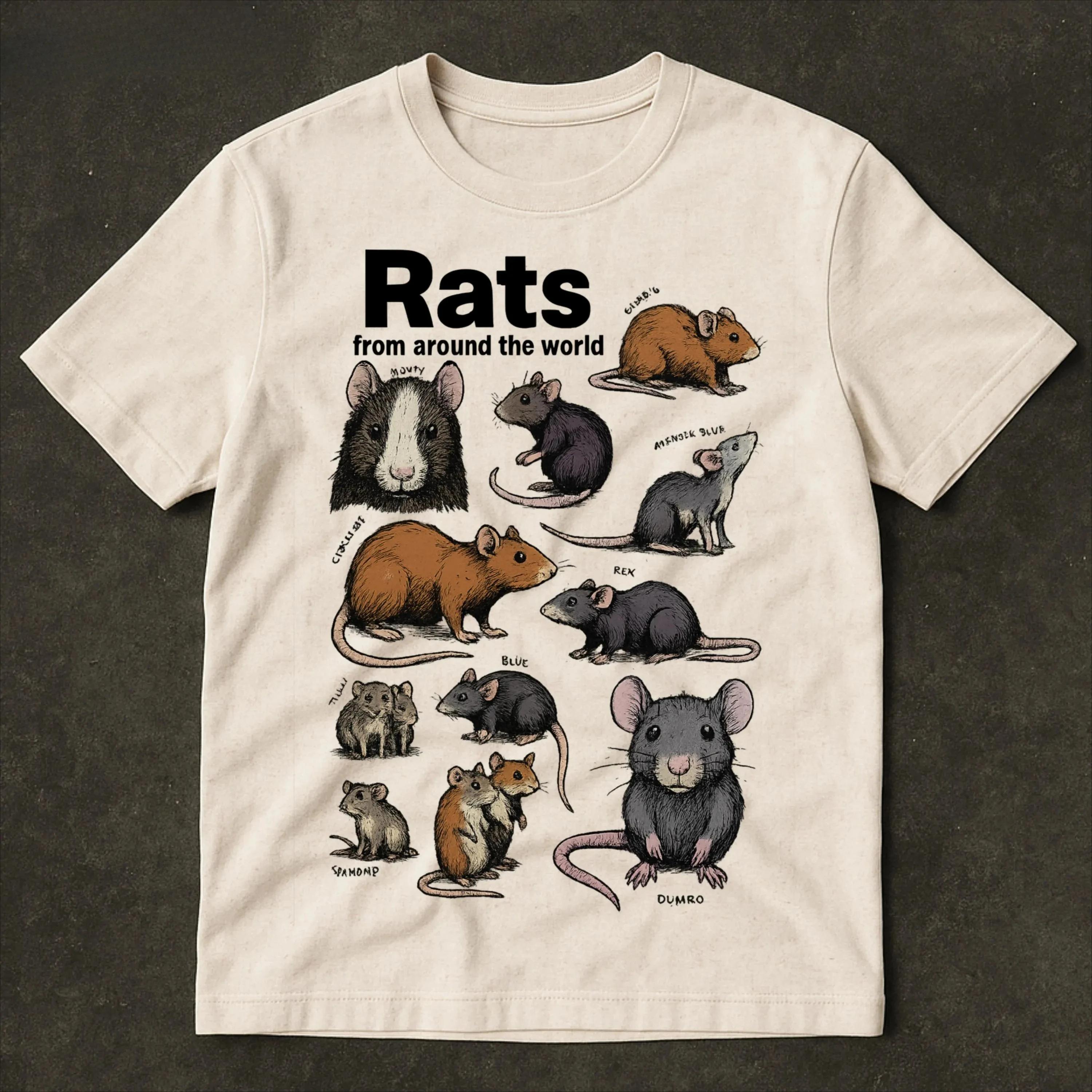 

Crazy Rats Vintage 90s T-Shirt Retro Medieval Rat Printed Tshirt Cursed Cat Funny Meme Shirt Ironic Shirt Y2k Casual Clothing S
