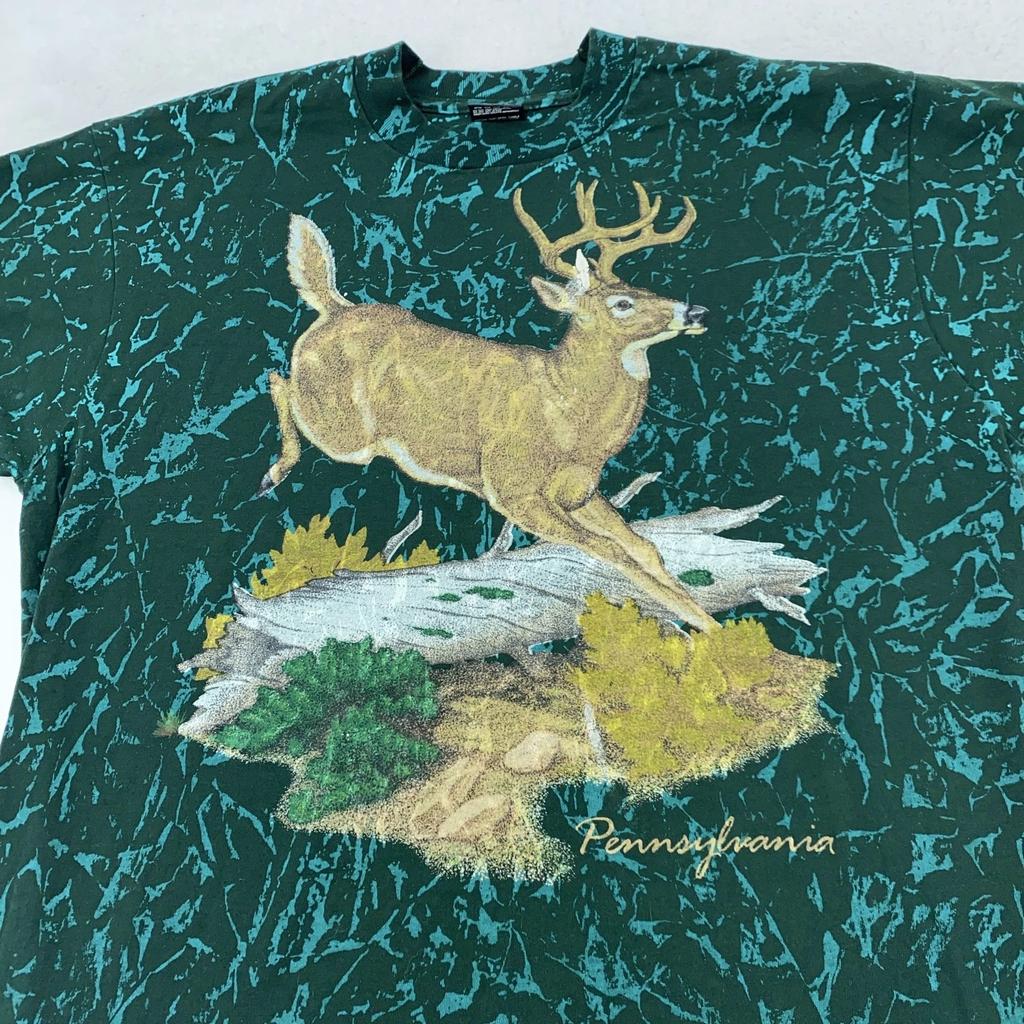 Vintage Pennsylvania Deer Tie Dye T-Shirt Mens Large Nature Wildlife 90s
