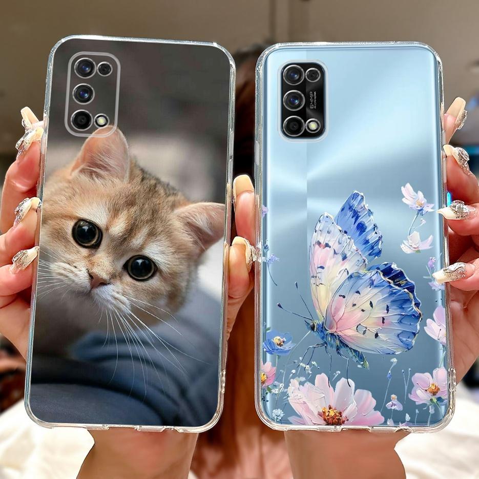 For Realme 7 Pro Case RMX2170 Cute Love Heart Painted Cover Soft Slim Phone Case For Realme 7 5G RMX2111 Realme7 Pro Fundas Bags