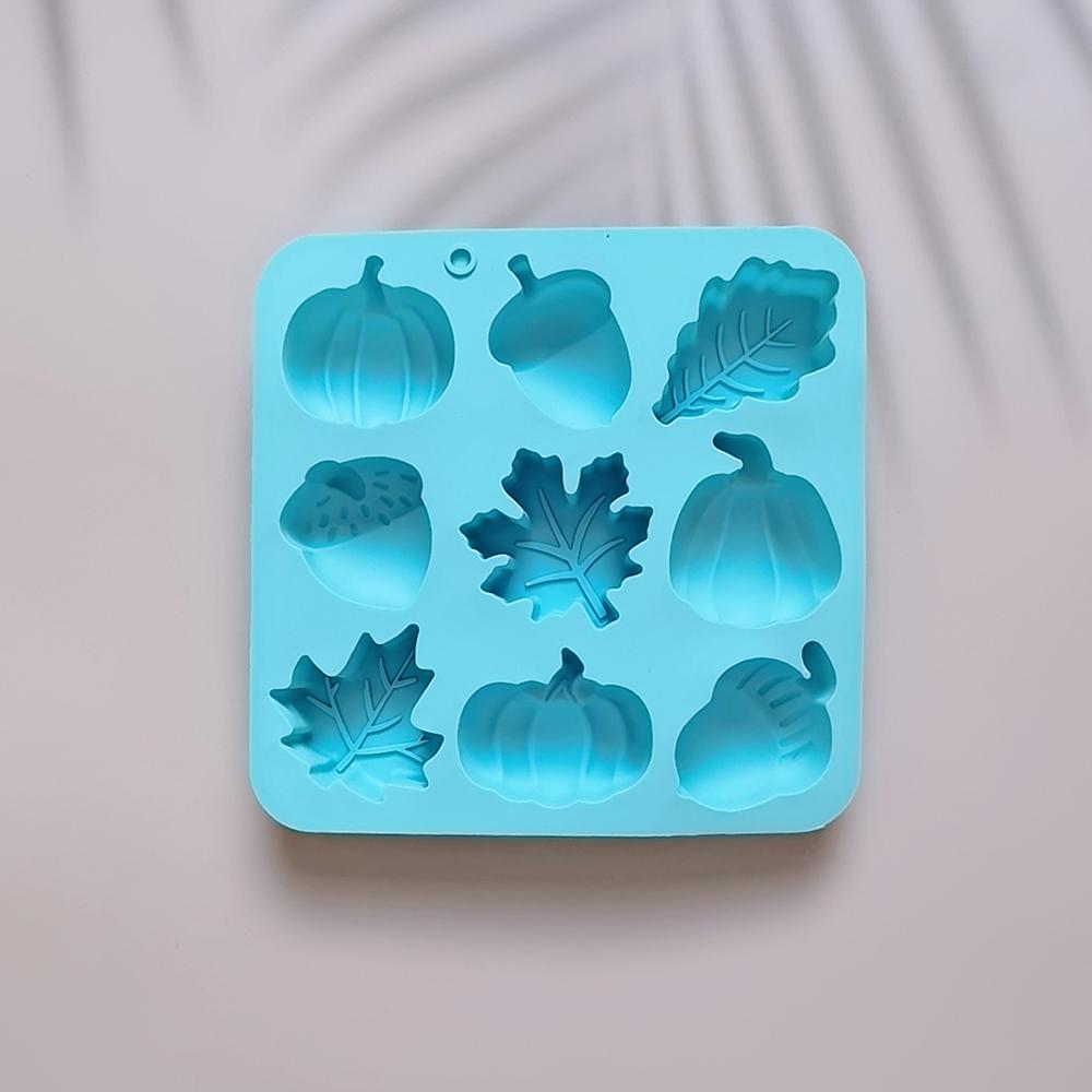 Silikonové formy s tématem Dne díkůvzdání 9 dutin dýně list žalud ovoce tvar forma na bonbony kreativní DIY čokoláda svíčka forma na ledové kostky