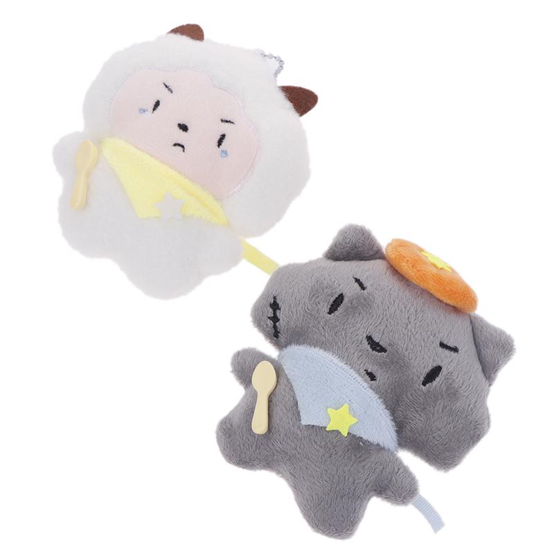 Soft Keychain Cartoon Wolf Sheep Pendant Keychain Squeak Toy Plush Stuffed Key Chains Bag Decorations Couple Friends Kids Gift