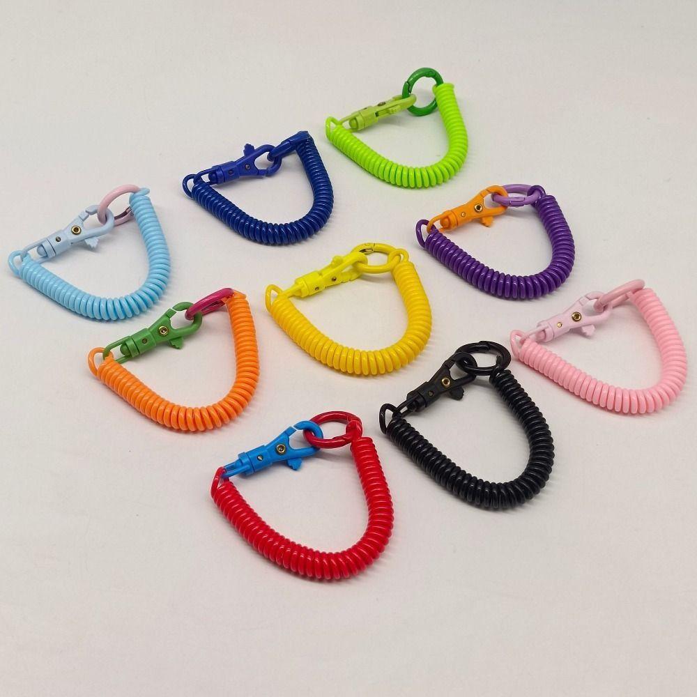 Holder ID Key Tags Stretchy Coil Luggage Tags Keyring Key Hooks Spring Keychain Bracelet Spring