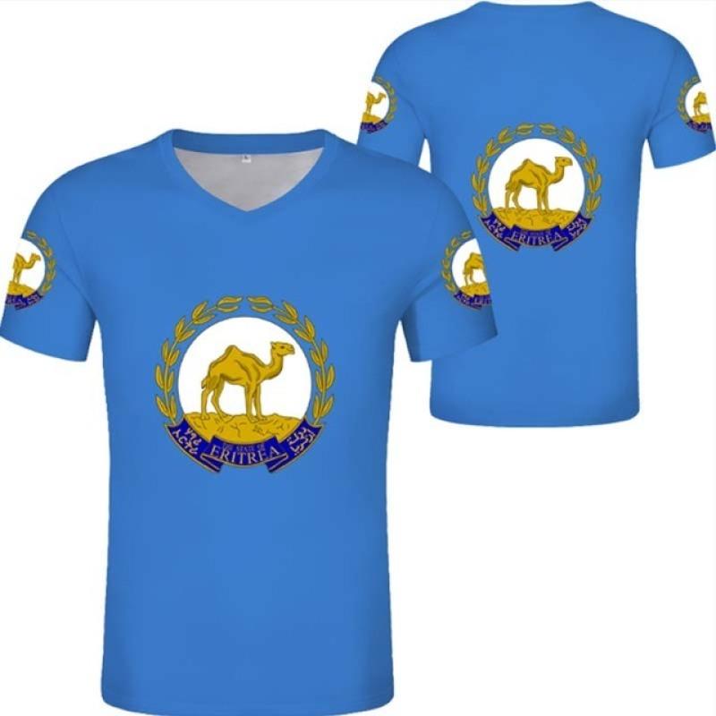 

Футболка с флагом Эритреи, мужская футболка с короткими рукавами, бесплатный индивидуальный номер, толстовка из джерси штата Эритрея, большие размеры XL