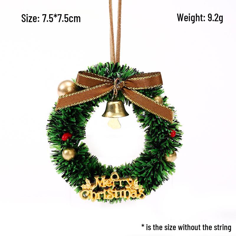 Mini Christmas Wreath Hanging Bell: Festive Car, Tree, and Window Decoration Pendant