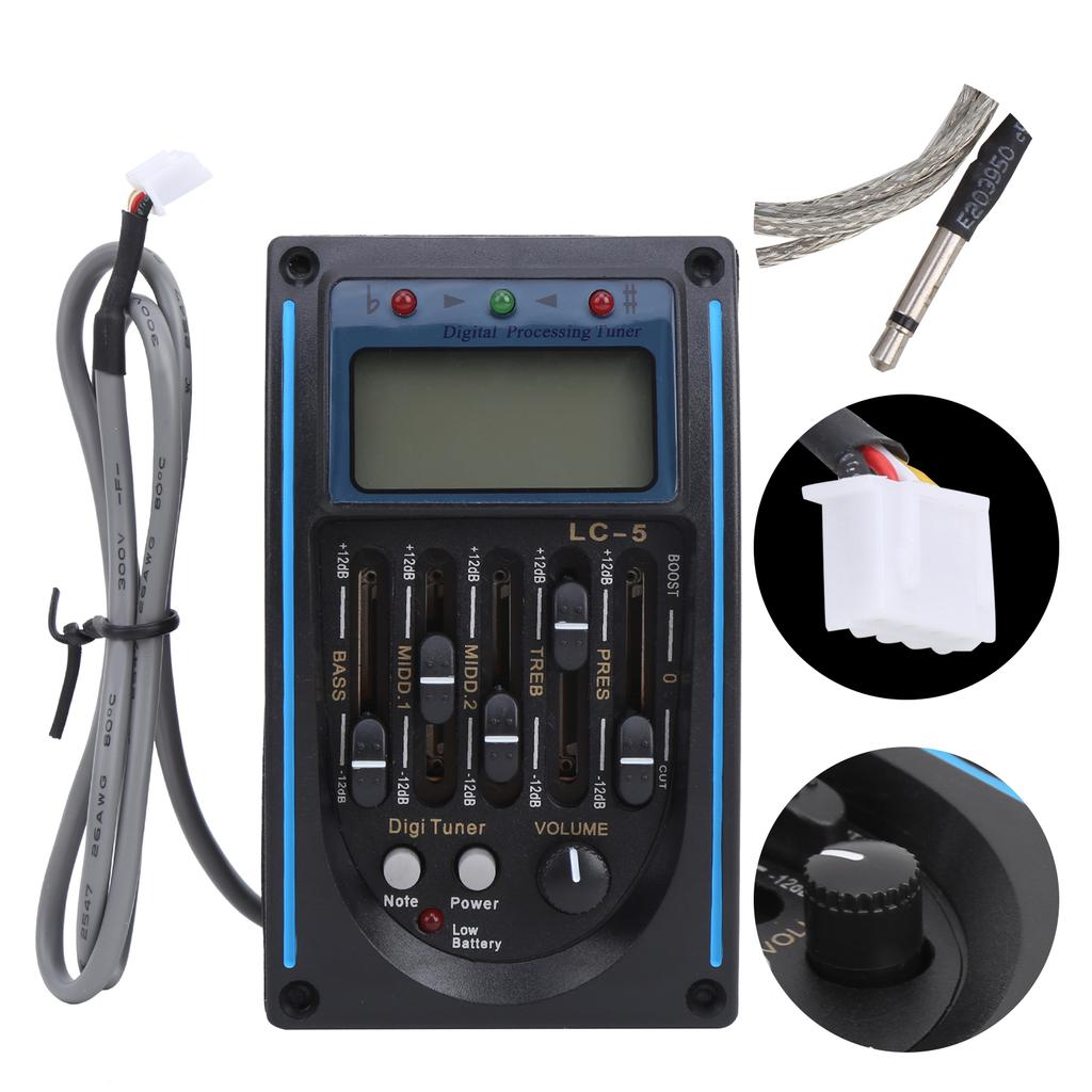 5 Band Guitar Pickup LCD Equalizer Tuning Adjustable Musical Instrument Supplies