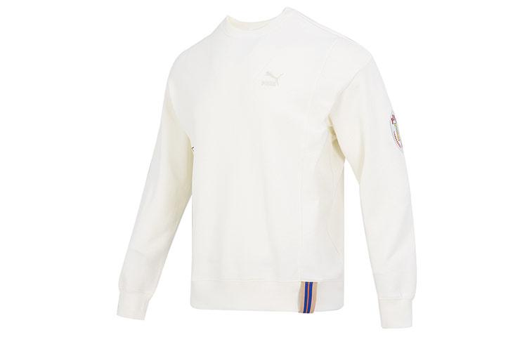 PUMA Team Badge Sweatshirts Men s Ecru Crew Neck Thin Regular 677379-65 XL