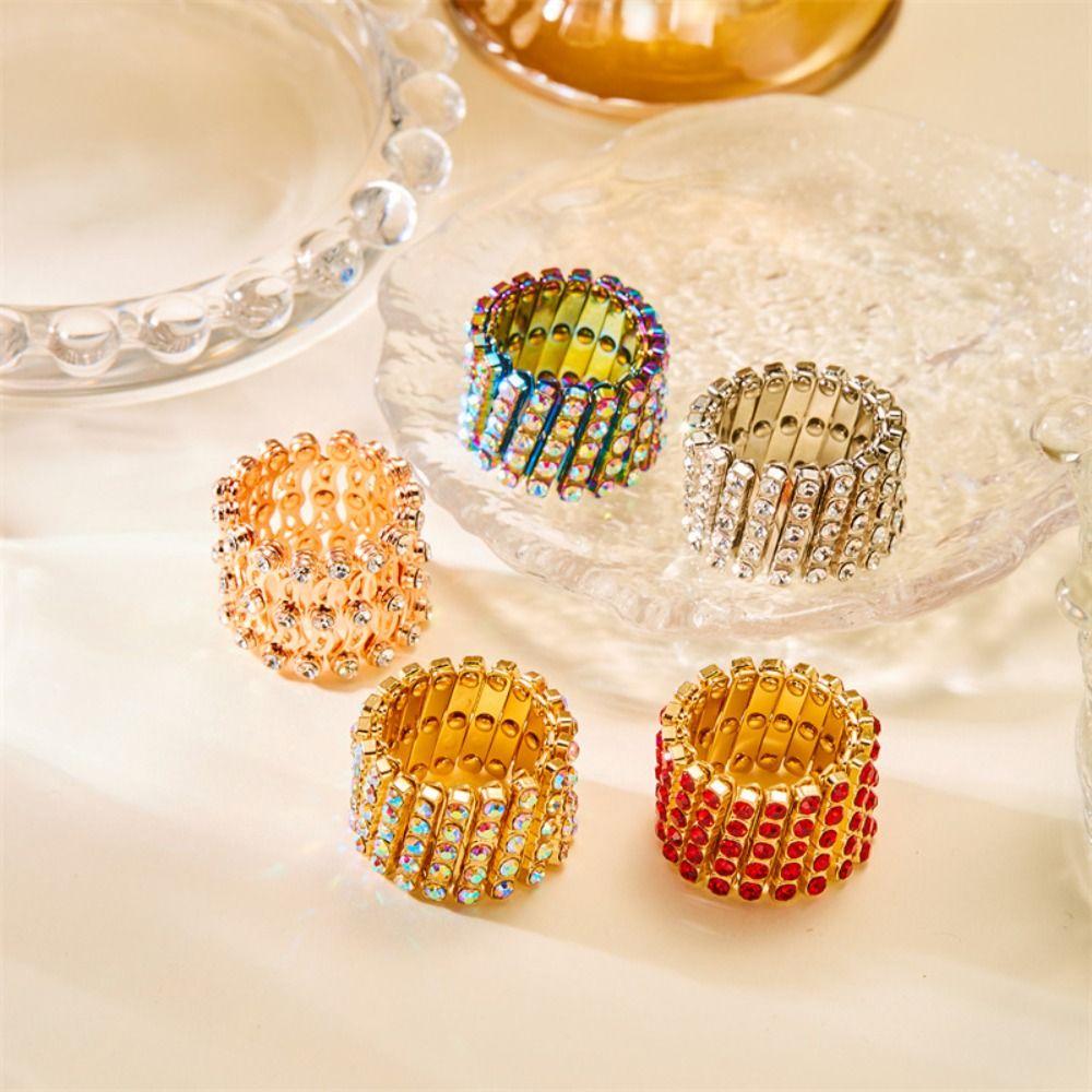 Crystal Bracelets 2 In 1 Ring Bracelet Stretchable Bangle Flexible Finger Buckle  Women