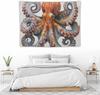 Realistic Octopus Tapestry, Calming Wall Art with Watercolor Octopus, Orange & Blue Tones, Ideal for Home & Ocean Themed Spaces
