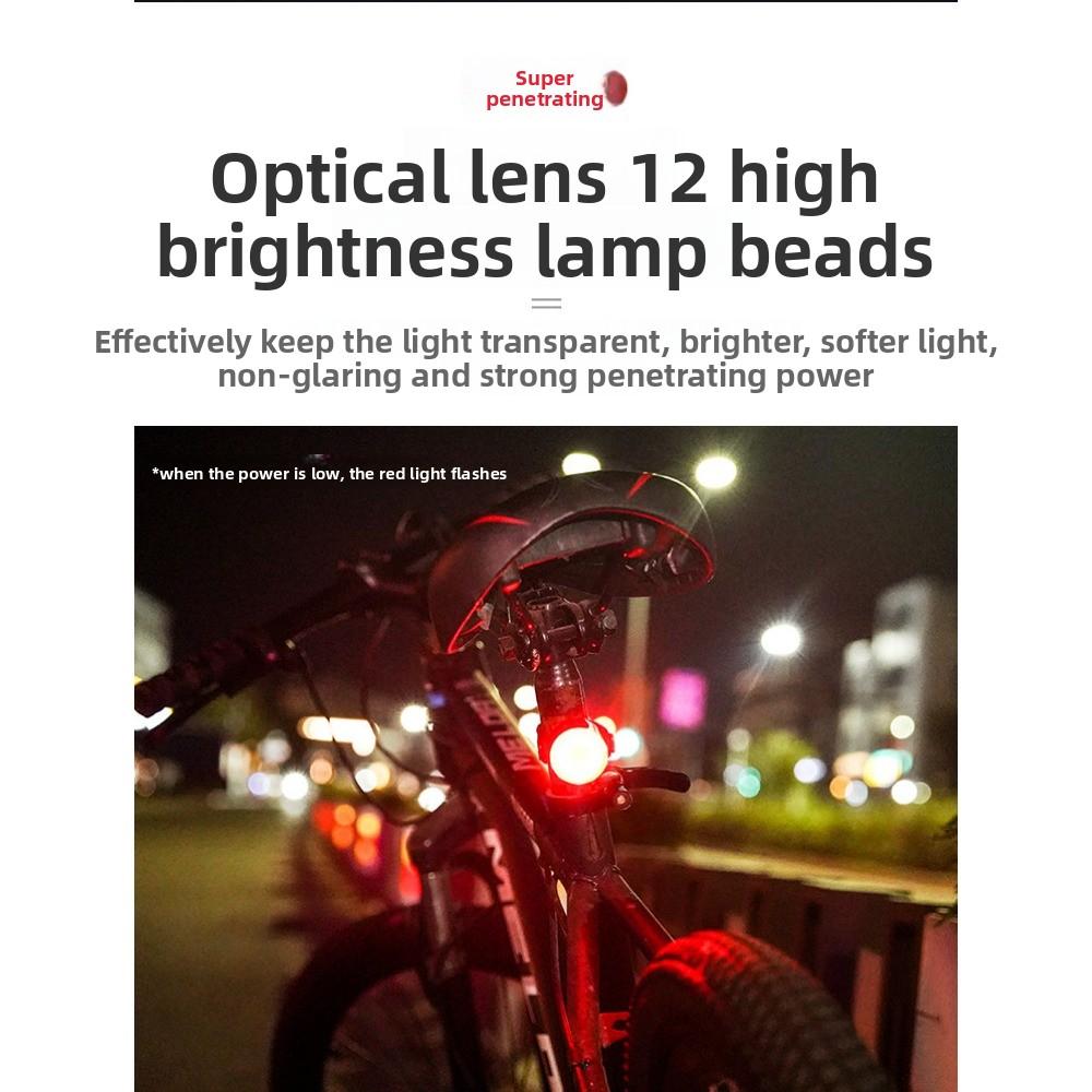 USB Highlight Bicycle Tail Light, Mountain Bike Headlight Set, Night Riding Safety Warning Light