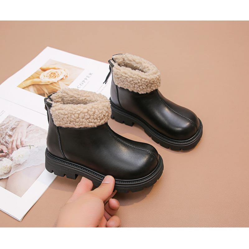 Korean Version Suede Winter Children's Shoes Big Children's Martin Boots Girls' Fur Short Boots Girls' Suede Boots for Warmth