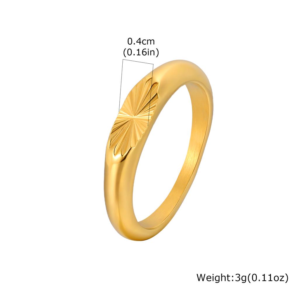 Fashion Minimalist Stainless Steel Ring for Women Men, Geometric Embossing Gold Plated Rings, Trendy Finger Jewelry Wedding