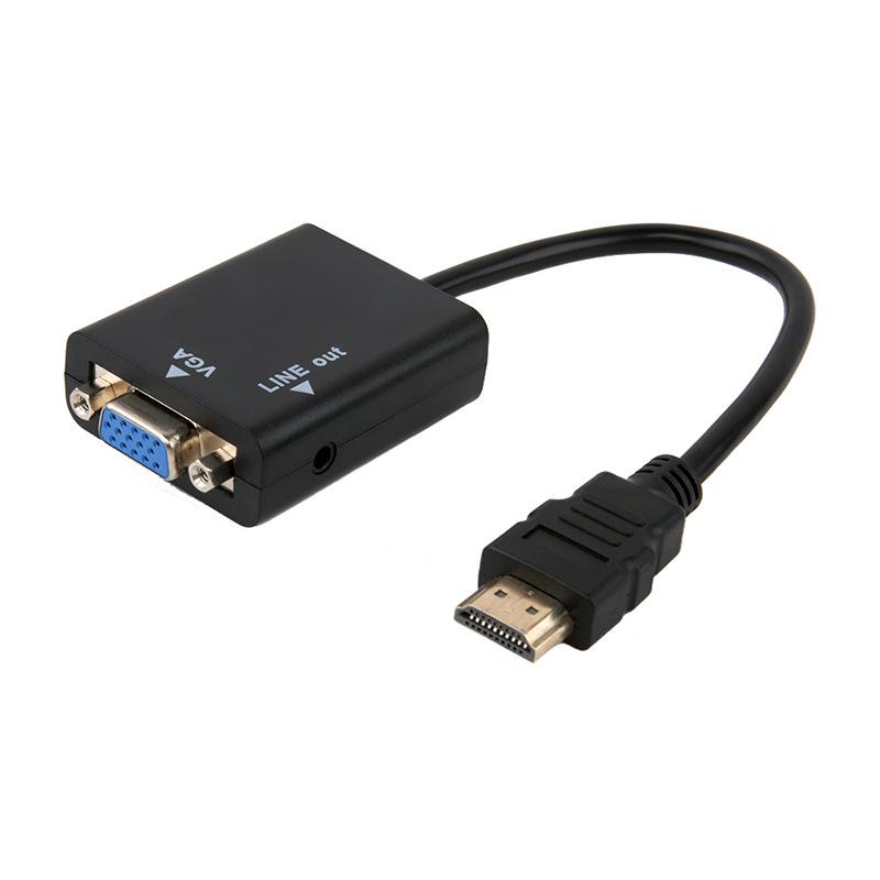 1.8m HDMI to VGA Adapter with Audio and Power for Computer to TV