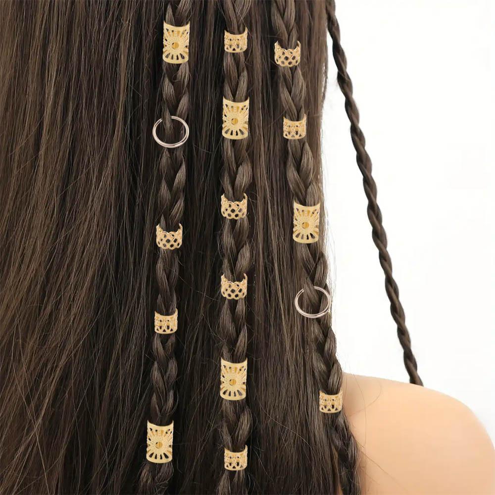 41pcs Hair Braiding Dreadlocks Beads Dread Locks Hair Braid Tubes Hollow Out Hair Ring  Men