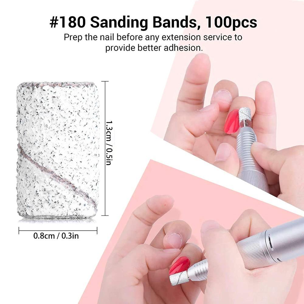 400 Pcs Grinding Sand Nail Sanding Bands Fine Grit Manicure Sanding Bands  Salon Use