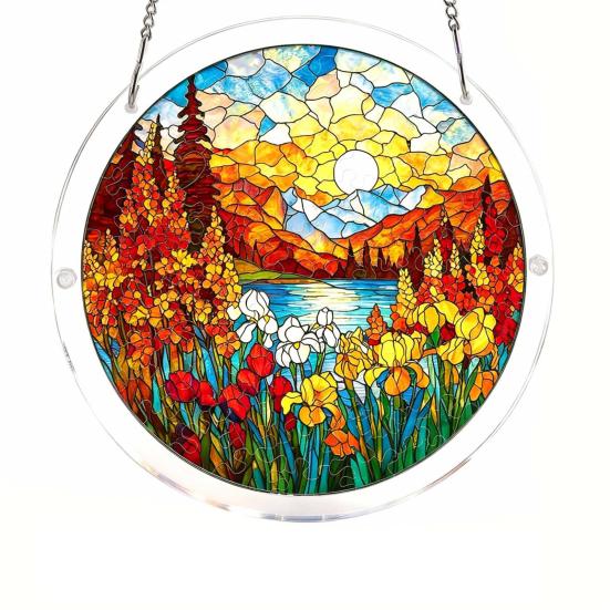 Acrylic Jigsaw Puzzle Suncatcher 83 Pcs DIY Puzzles Craft Kit for Adults Colorful Window Hanging Ornament for Women Men Home Garden Decor