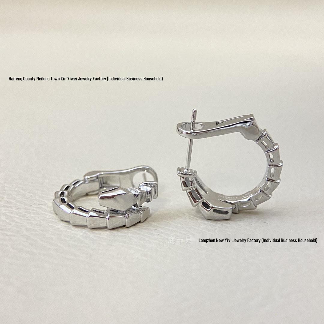 Baojia High-End Schlangenförmige Diamant-Goldohrringe - Luxuriöses Schlangenknochen-Design weißgold