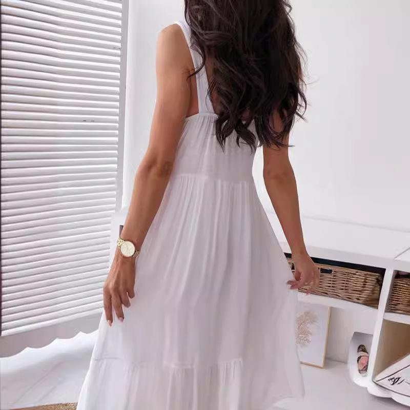 New European and American sexy lace splicing suspender beach dress dress