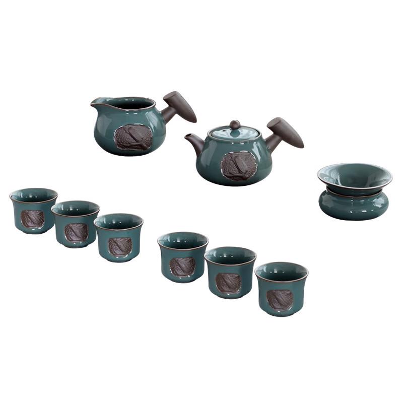 Ge Kiln Ceramic Gongfu Tea Set - Lotus Rhyme Automatic 12-Piece