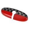 Black/Grey Checkered Red Rear View Mirror Cover For BMW MINI Cooper R55 R56 R57
