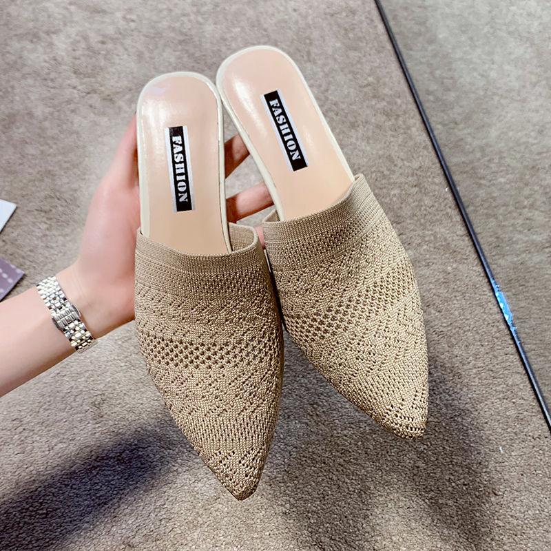 Fashion Shoes for Women Pointed Toe Heeled Hollow Woman Mules Slippers New Style Summer Footwear Low Price High Quality Shoe Pvc Sandals