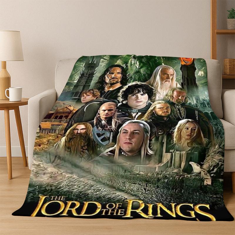 Movie L-Lord of The Rings H-Hobbit Flannel Blanket Soft Warm Blanket Throw Blanket for Bedroom Living Room Bed Picnic Gift Kid