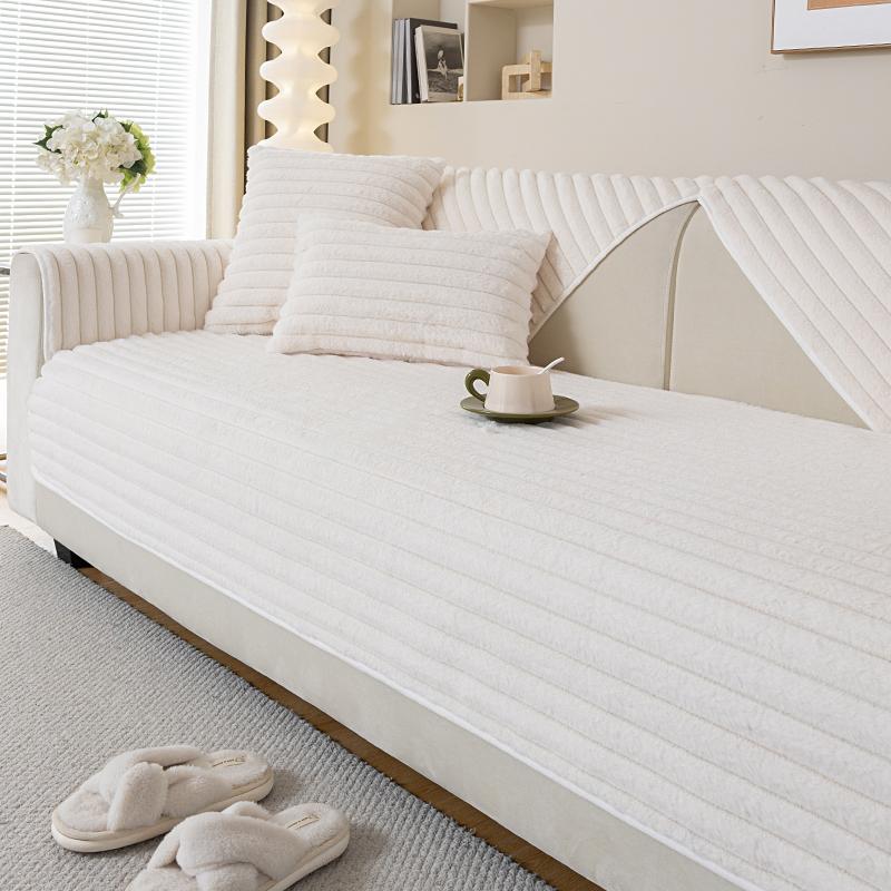 

Зимний теплый и не скатывающийся плюшевый диванный чехол в виде кролика в полоску, однотонный, подходит для диванов на 1/2/3/4 места Backrest 70X70cm