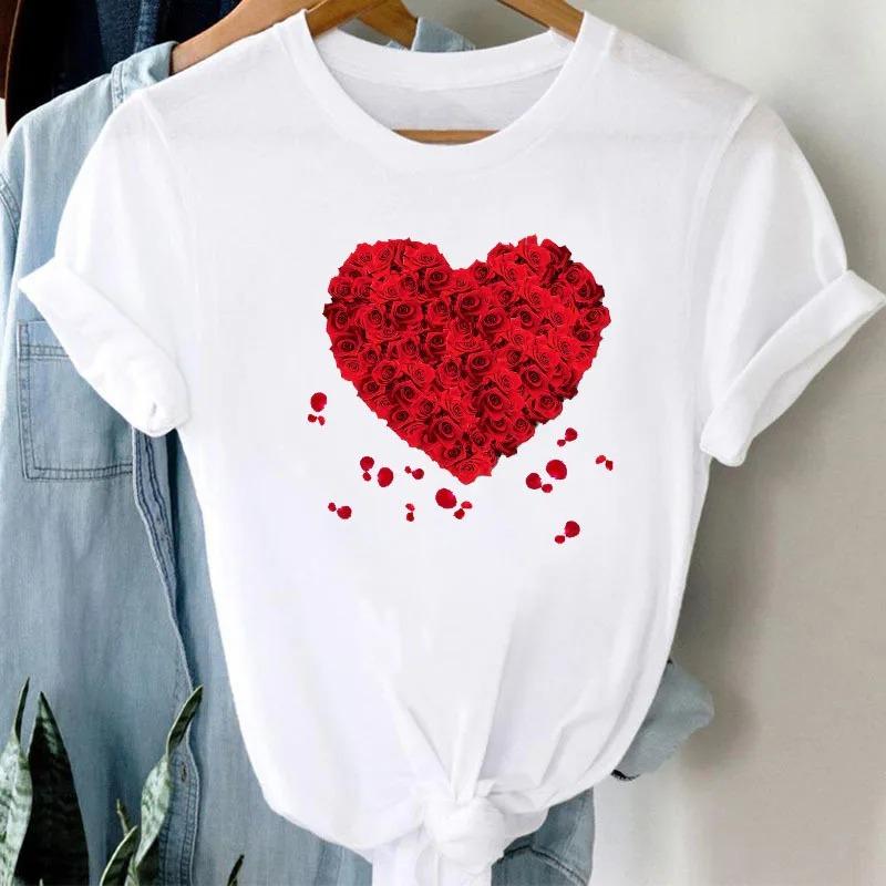New Bicycle Flower Love Retro Loose Simple Cute Half Sleeve Short Sleeve T-shirt Woman Summer fashion polyester fabric