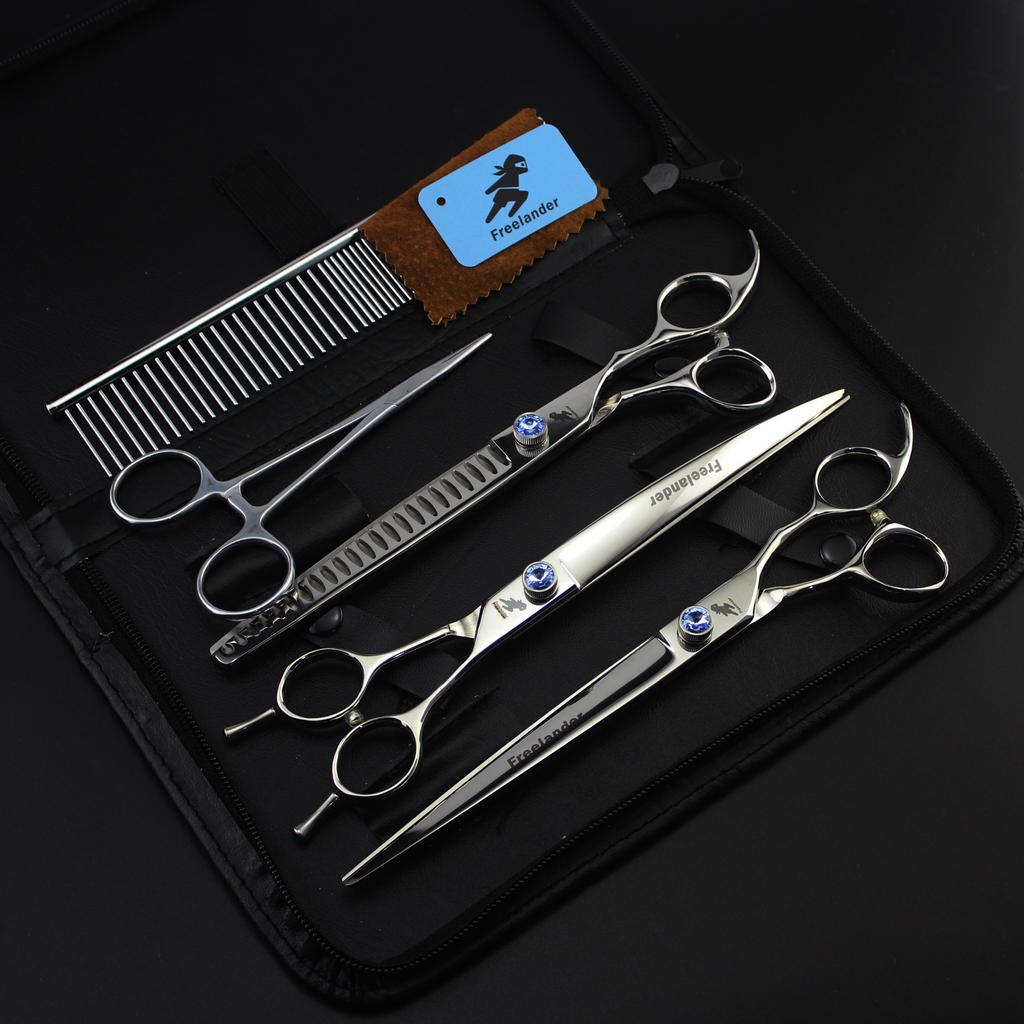 3 packs of 8.0-inch gemstone screws, high-end pet grooming scissors, straight scissors, set, free row comb.