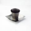 Nagao Ochoco Sake Glass 65ml Titanium with Saucer Spilled Sake Set SAKEMOOD Made in Japan