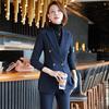 Teluoman Women's Navy Blue Buttoned Professional Suit Set